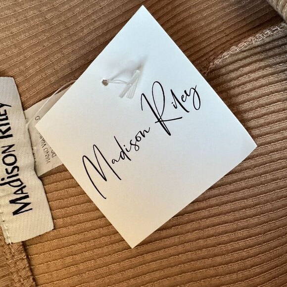 NWT Madison Riley Pull-On Ribbed Tan Fitted High Waisted Leggings Womens Large - Picture 7 of 10